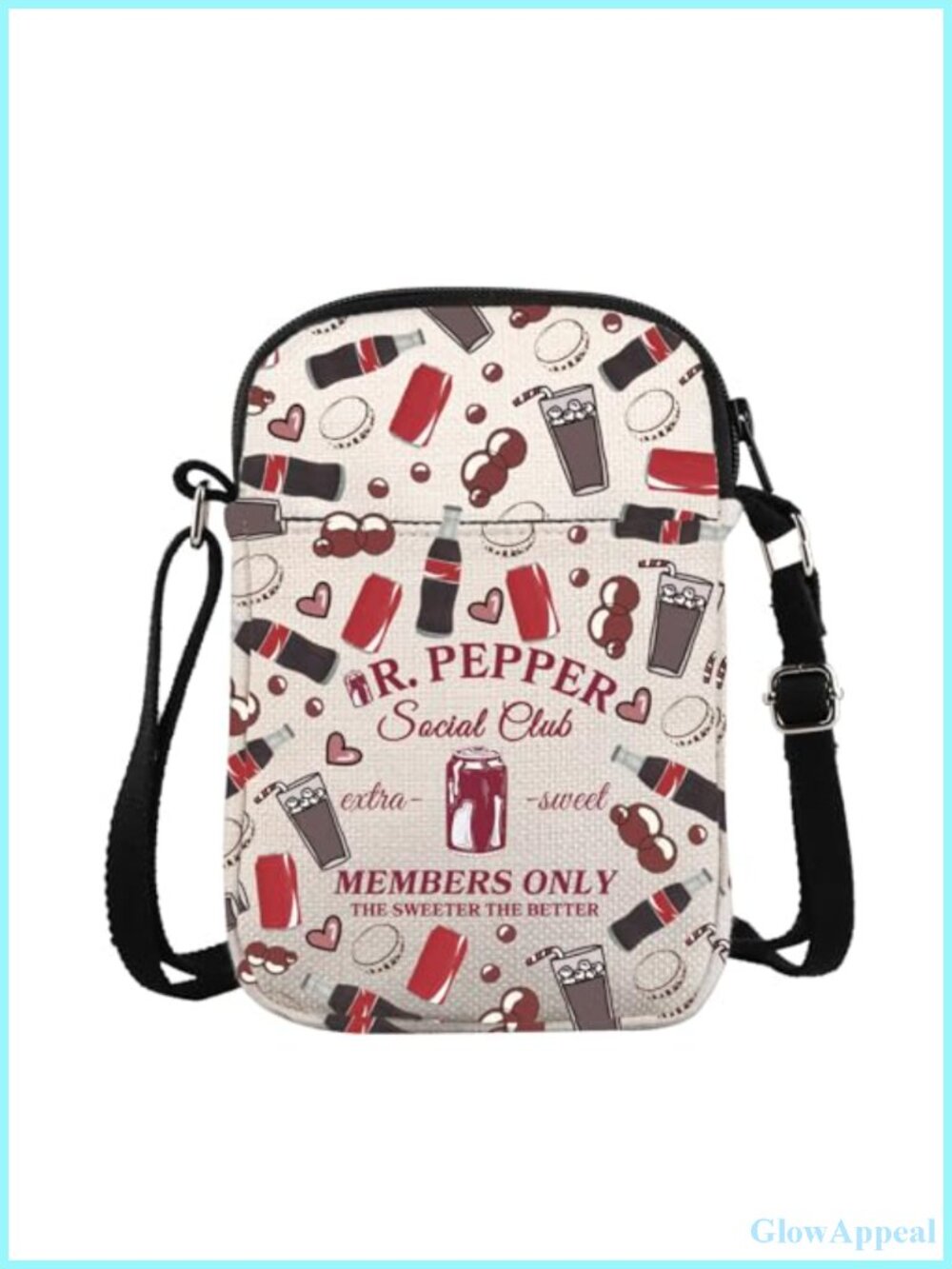 Soda Social Club Crossbody Bag Waterproof Polyester Messenger Bag